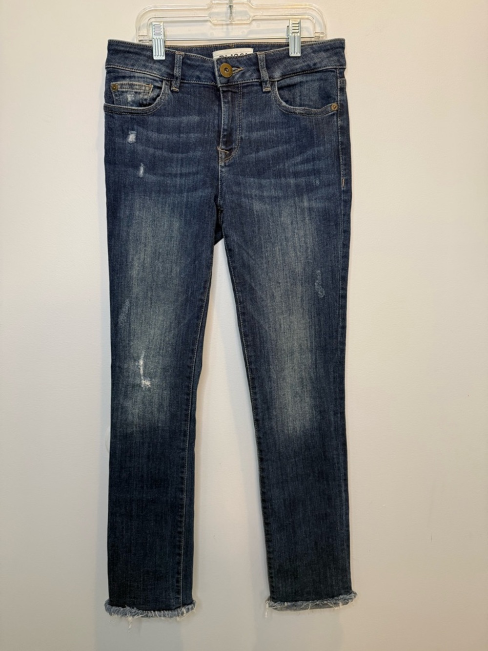 DL1961 Mara Instasculpt Mid Rise Straight Ankle Jeans Ravine Raw Hem 25
